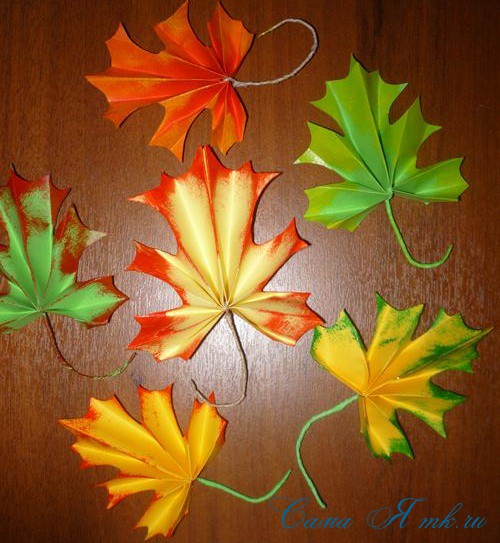 Идеи: Осенние листья поделки из бумаги - фото